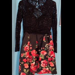 Two piece floral prom dress